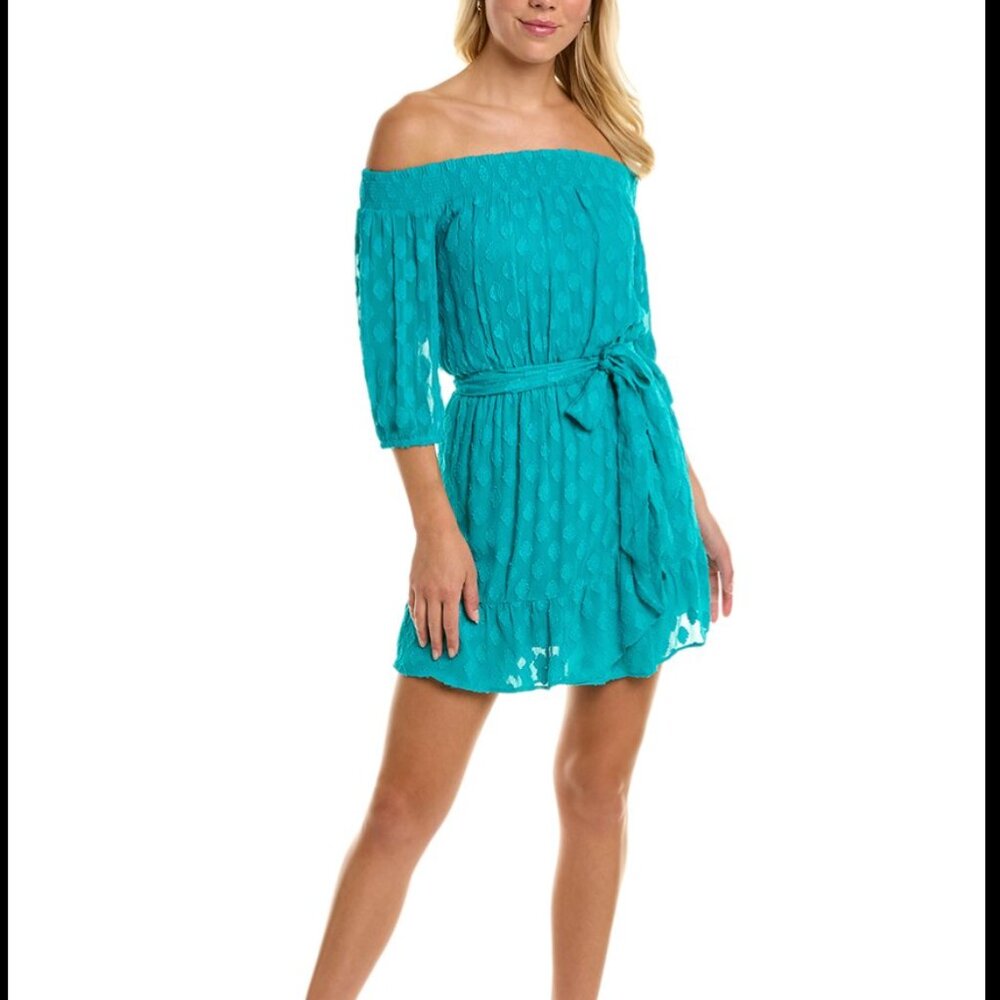 Lilly Pulitzer NWT Rochelle Off the Shoulder Romper | Water Lilly Green | XL